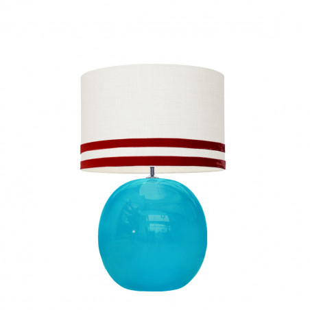 1709 - Lamp and Svel White Linen Shade with velvet stripes (56cm height)
