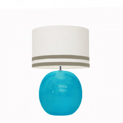 1709 -  Lamp and Svel White Linen Shade with velvet stripes (56cm height)