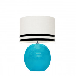 1709 -  Lamp and Svel White Linen Shade with velvet stripes (56cm height)