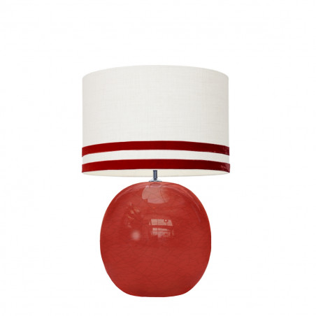 1709 - Lamp and Svel White Linen Shade with velvet stripes (56cm height)