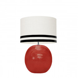 1709 -  Lamp and Svel White Linen Shade with velvet stripes (56cm height)