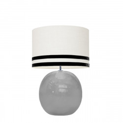 1709 -  Lamp and Svel White Linen Shade with velvet stripes (56cm height)