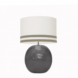 1709 -  Lamp and Svel White Linen Shade with velvet stripes (56cm height)