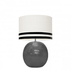 1709 -  Lamp and Svel White Linen Shade with velvet stripes (56cm height)