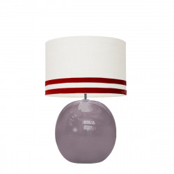 1709 - Lampara con pantalla Lino Svel Blanco, cinta terciopelo (Altura 56cm)