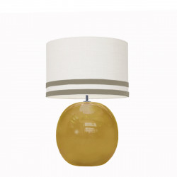 1709 -  Lamp and Svel White Linen Shade with velvet stripes (56cm height)