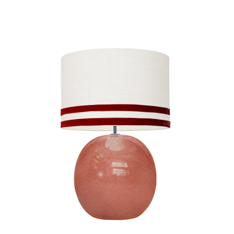 1709 -  Lamp and Svel White Linen Shade with velvet stripes (56cm height)