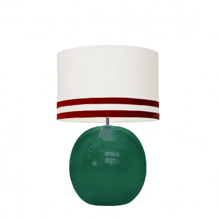 1709 - Lamp and Svel White Linen Shade with velvet stripes (56cm height)