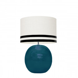 1709 -  Lamp and Svel White Linen Shade with velvet stripes (56cm height)