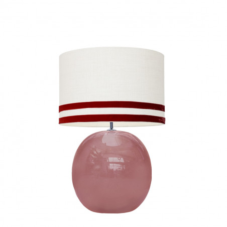 1709 - Lamp and Svel White Linen Shade with velvet stripes (56cm height)