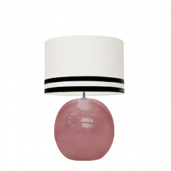 1709 -  Lamp and Svel White Linen Shade with velvet stripes (56cm height)