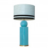 1837 - Lamp and Linen Light Saffron Blue, velvet, gold base (77cm height).