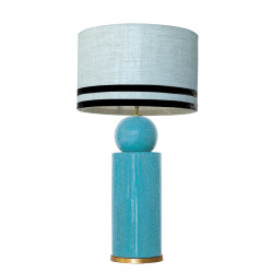 1837 - Lamp and Linen Light Saffron Blue, velvet, gold base (77cm height).