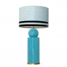 1837 - Lamp and Linen Light Saffron Blue, velvet, gold base (77cm height).