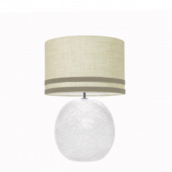 1709 -  Lamp and Svel Toasted Linen Shade with velvet stripes (56cm height)