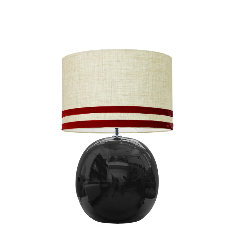 1709 -  Lamp and Svel Toasted Linen Shade with velvet stripes (56cm height)