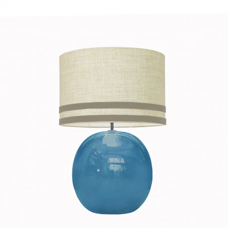 1709 -  Lamp and Svel Toasted Linen Shade with velvet stripes (56cm height)