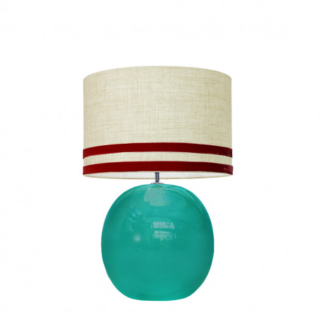 1709 - Lamp and Svel Toasted Linen Shade with velvet stripes (56cm height)