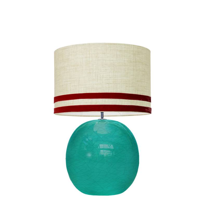 1709 -  Lamp and Svel Toasted Linen Shade with velvet stripes (56cm height)