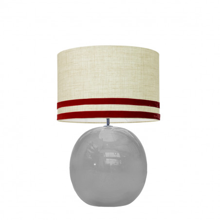 1709 -  Lamp and Svel Toasted Linen Shade with velvet stripes (56cm height)