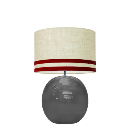1709 - Lamp and Svel Toasted Linen Shade with velvet stripes (56cm height)
