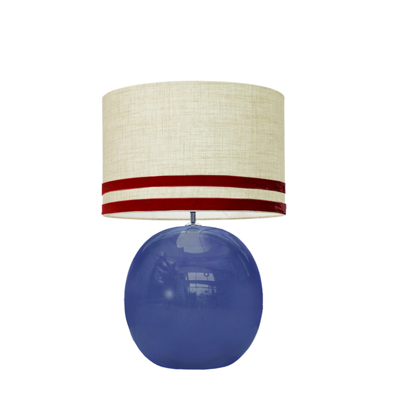 1709 -  Lamp and Svel Toasted Linen Shade with velvet stripes (56cm height)