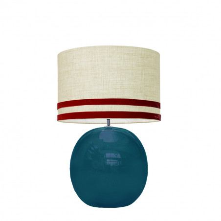 1709 - Lamp and Svel Toasted Linen Shade with velvet stripes (56cm height)