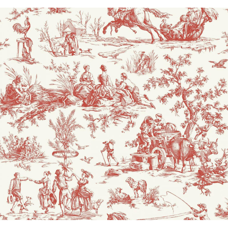 Bucolic Toile - Coral A00035